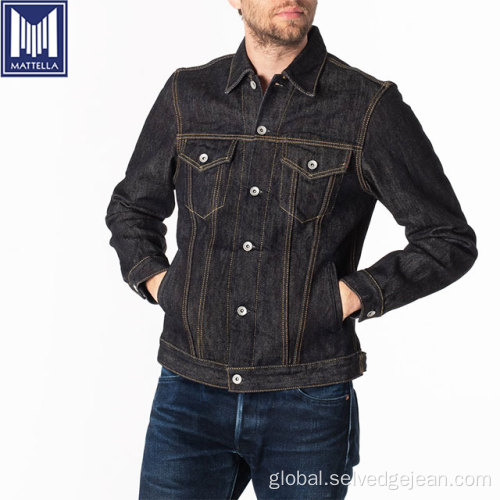 Denim Jeans Jacket Men 17oz 100% Cotton Selvedge Raw Denim Jacket Men Factory